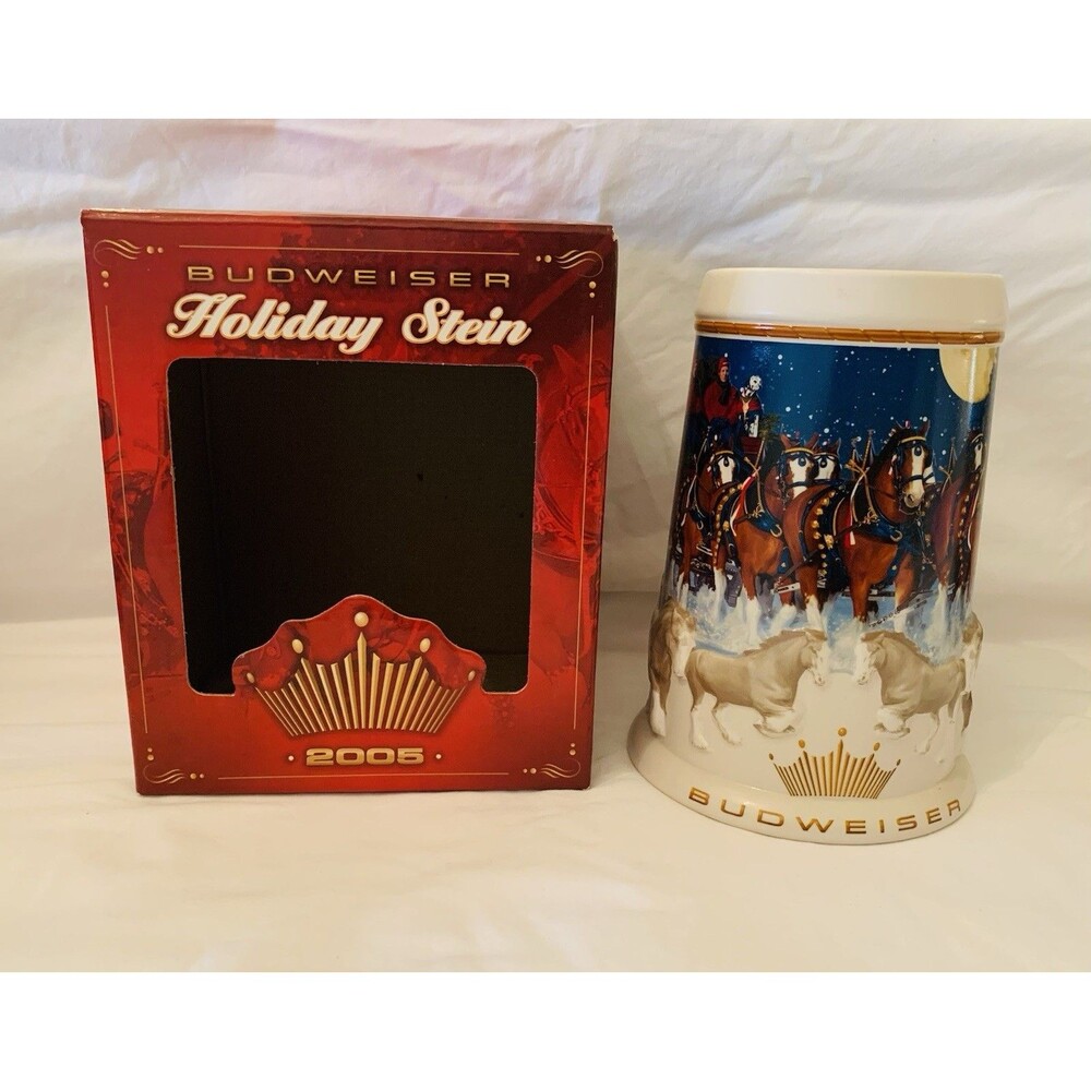 2005 Budweiser Holiday Stein Christmas Clydesdales with Box